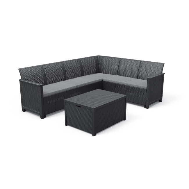 Keter baštenski set ugaoni Elodie 6 seater sa box stolom grafit CU 249596-1